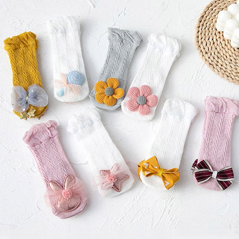 Vớ Ren Thoáng Khí Họa Tiết Ngôi Sao/Chú Thỏ Dễ Thương Cho Bé Gái Sơ Sinh