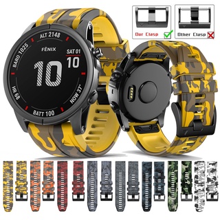 Dây đeo đồng hồ silicon 22mm 26mm Dây đeo ngụy trang phù hợp nhanh cho Garmin Fenix 7 7X 6 6X Pro 5 5X Plus 3 3hr 2 Descent G1 mk1 mk2 mk2i mk3i 51mm MARQ 2