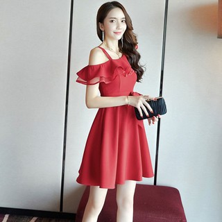 Váy xòe trễ vai bèo ngực cho người béo mập