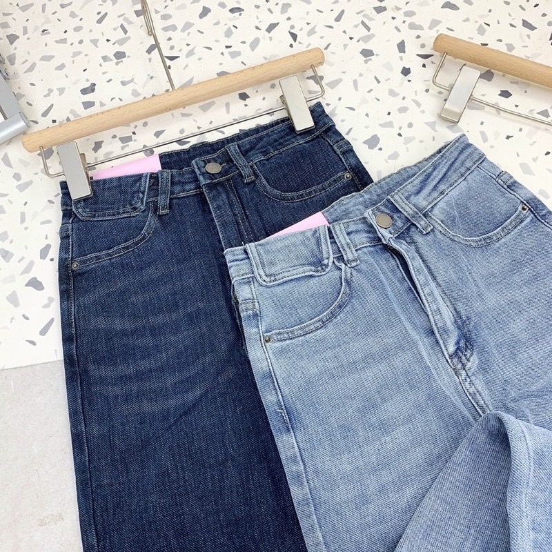 Quần jean ống đứng co giãn trend cắt gấu vuông