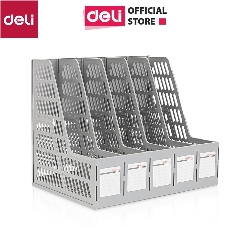 Giá tài liệu 5 ngăn đứng Deli, Ghi xám 9835 [Deli]