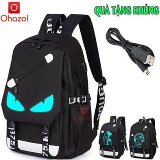 Balo nam nữ đi học thời trang phát sáng ban đêm Ohazo! hình Mắt cá tính - TẶNG cáp sạc USB - Cặp đi học siêu HOT 2021