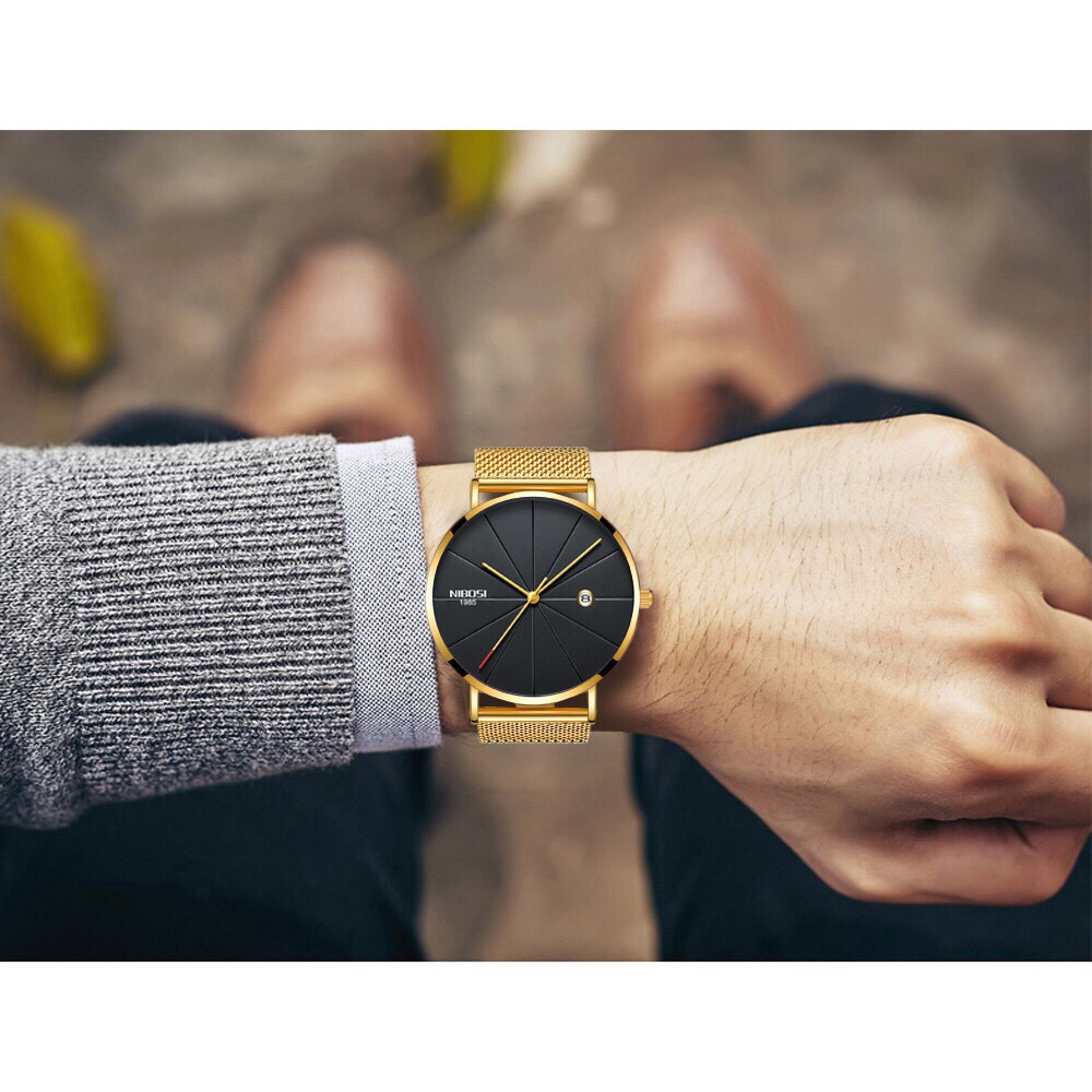 [CHÍNH HÃNG] Đồng hồ nam NIBOSI 1985 V2 dây thép lưới cao cấp, sang trọng | BigBuy360 - bigbuy360.vn