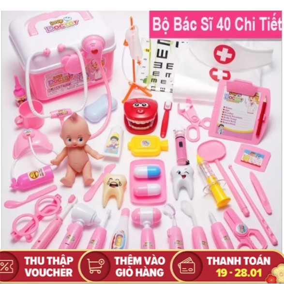 Bộ đồ chơi Bác sĩ 55 chi tiết ,Hộp Đựng Đồ Chơi Bác Sĩ