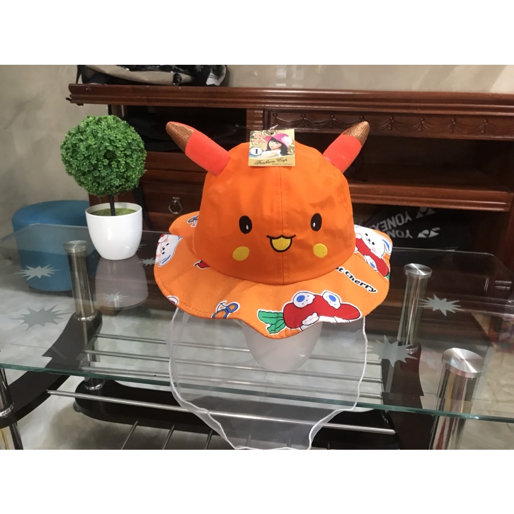 Mũ PKC cho bé sơ sinh đẹp có khăn voan che mặt nón chống dịch chống bụi cho trẻ đi tiêm phòng an toàn SS02