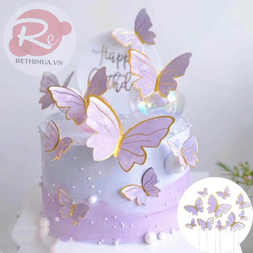 [SIÊU RẺ❤️] – Bướm Ép Nhũ - Trang trí bánh sinh nhật bánh kem