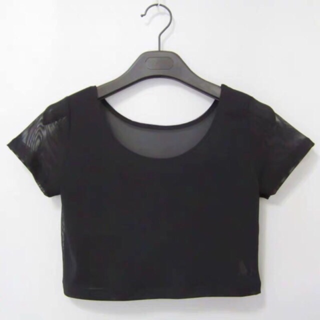 Áo lưới croptop mặc trong áo váy gile