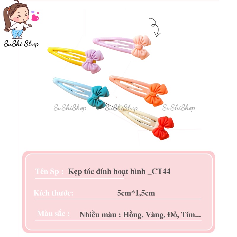 Kẹp tóc mái cho bé set 10 kẹp bấm giọt nước đính hình đáng yêu phong cách Hàn Quốc Sushishop CT44