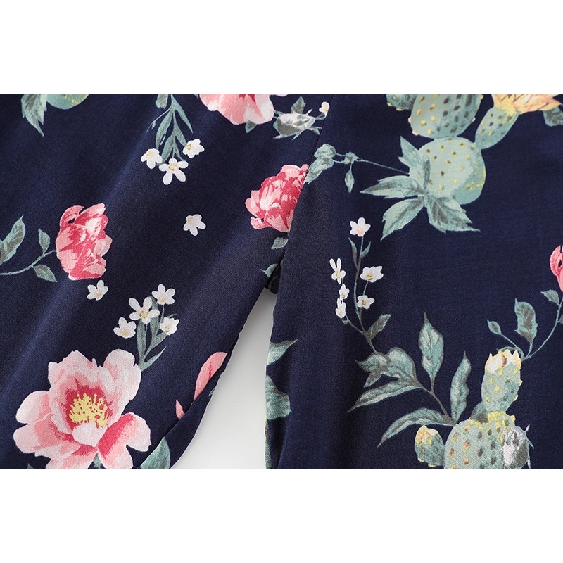 [SIZE ĐẠI] Jumpsuit tole lanh HM hoa đen xuất xịn cho bé gái