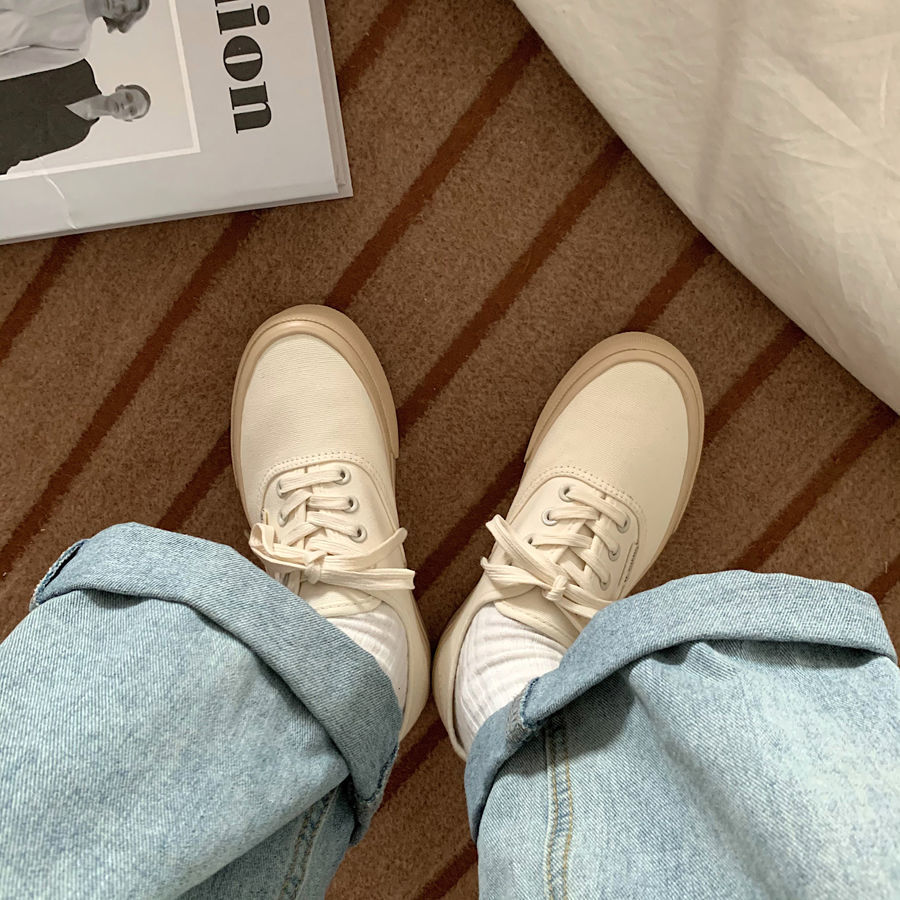 Giày canvas Màu Trắng Thiết Kế Mới Năng Động Thời Trang Mùa Xuân Dành Cho Nữ