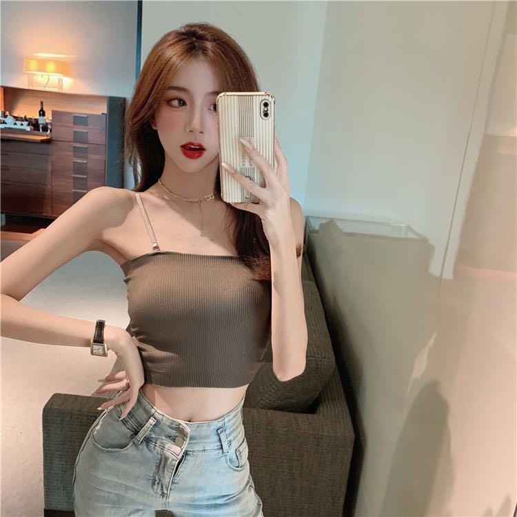 Áo bra nữ cotton tăm croptop 2 dây tháo rời và điều chỉnh được hàng chất mịn đẹp có mút ngực M199