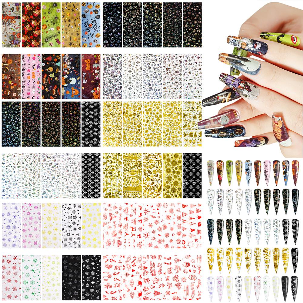 Sticker Dán Móng Toàn Diện Họa Tiết Halloween Giáng Sinh 3D