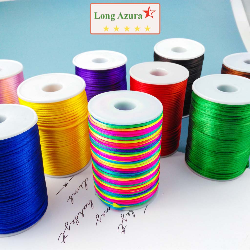 Dây đan vòng tay, Long Azura, đủ cỡ 1mm, 2mm, 2.5mm, dây làm vòng tay handmade, chỉ đỏ, may mắn, nam, nữ, cặp, tim