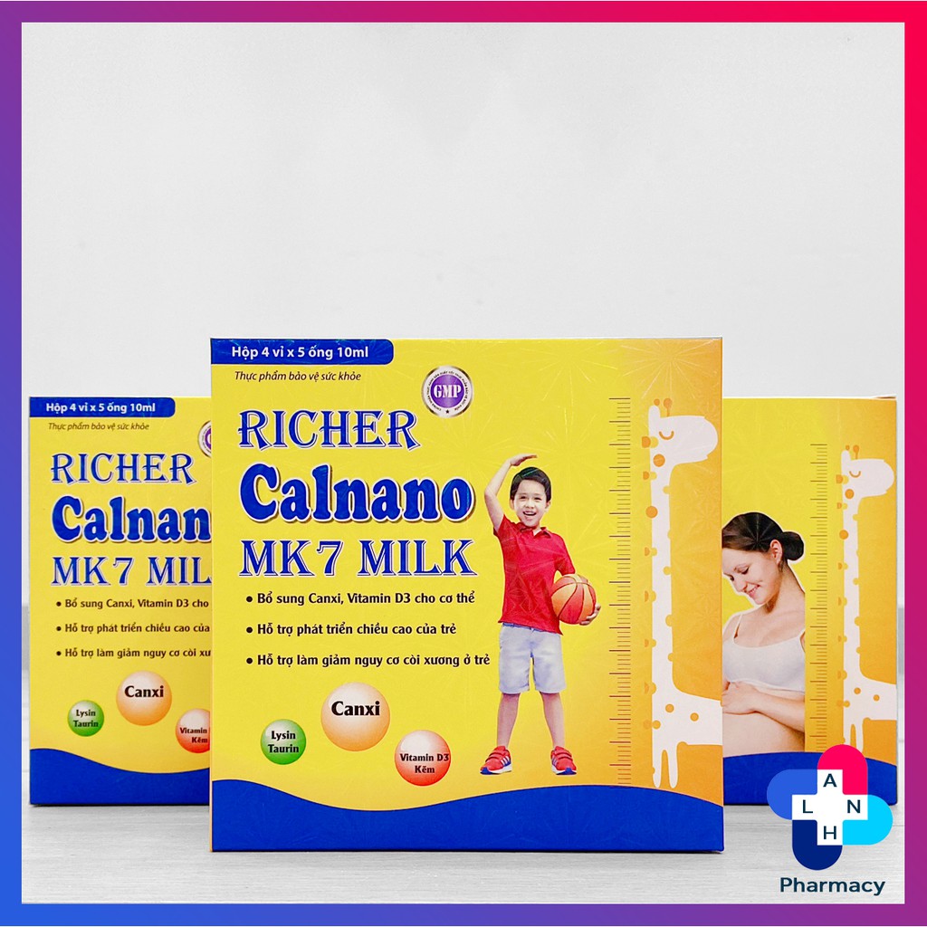 RICHER CALNANO MK7 MILK - Bổ sung canxi, vitamin D3 hỗ trợ phát triển chiều cao chao bé.