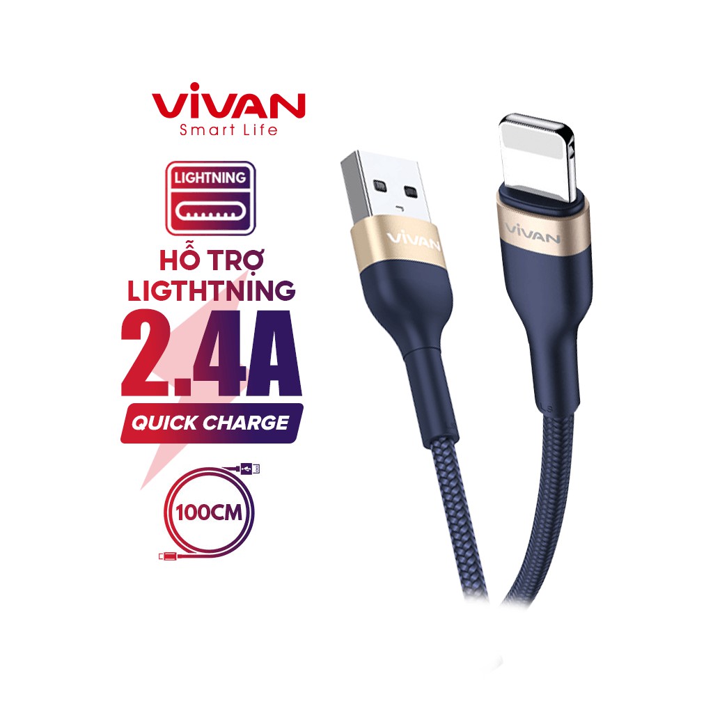 Cáp Sạc Nhanh Lightning/Type-C/Micro VIVAN Dây Dù Cho Các Dòng Android/ iOS VXC100