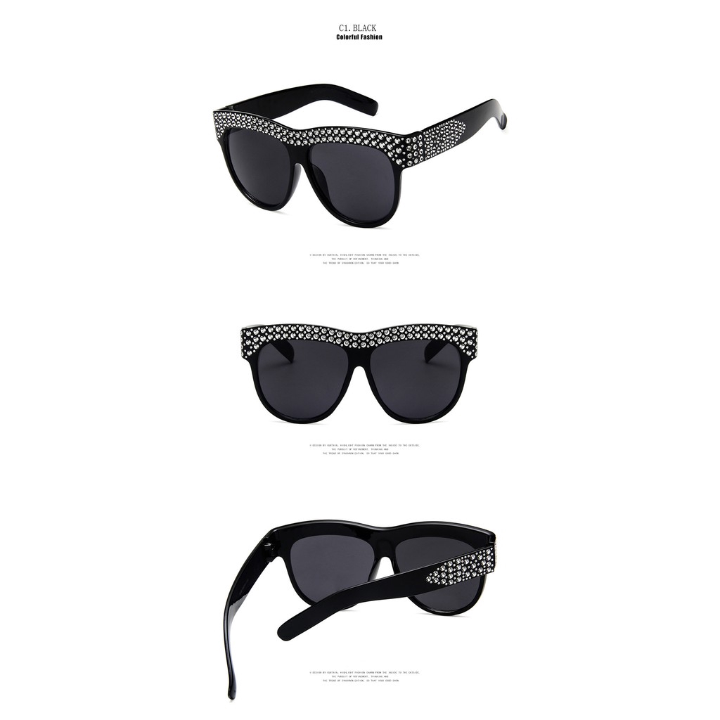 Kính mát gọng vuông đính kim cương thời trang cho nữ Samjune