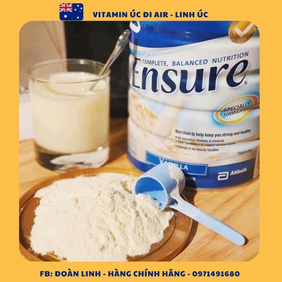 Sữa ENSURE Úc hộp 850g, Hàng chuẩn Úc Đi Air, Sữa Bột Ensure 850gr hàng Úc