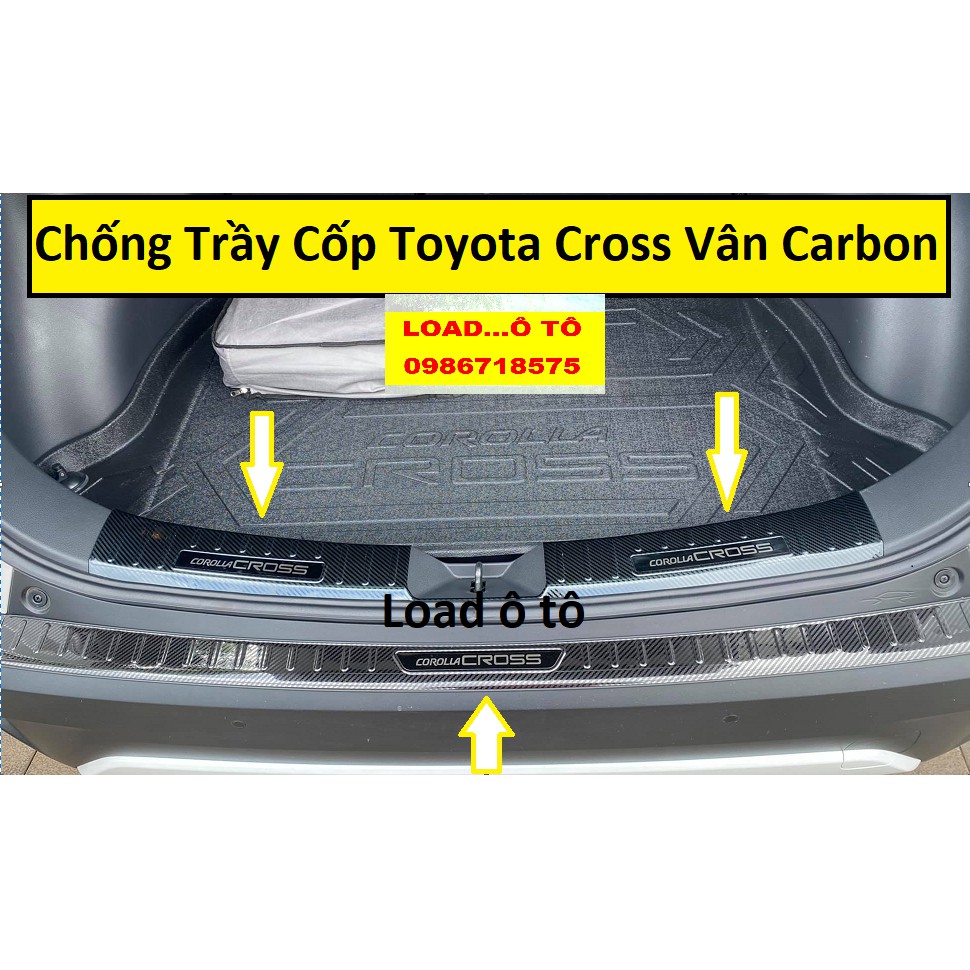 Chống Trầy Cốp Trong, Ngoài Xe Toyota Cross 2022-2020 Vân Carbon Cao Cấp ❤️ Ốp chống Trầy Cốp sau carbon Toyota Cross