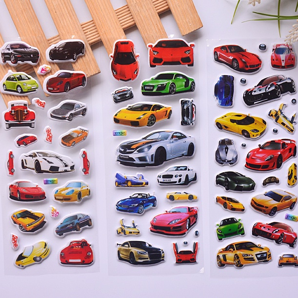 Set 3 nhãn dán Sticker 3D dễ thương hoạt hình ngộ nghĩnh cho bé trang trí album ảnh, nhật kí, đồ vật