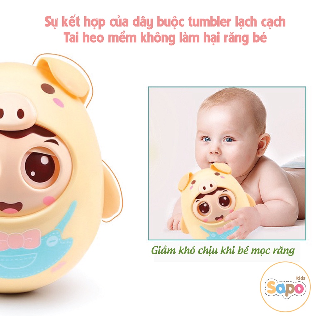 Đồ chơi lật đật chú heo chớp mắt có nhạc cho bé sapo kids