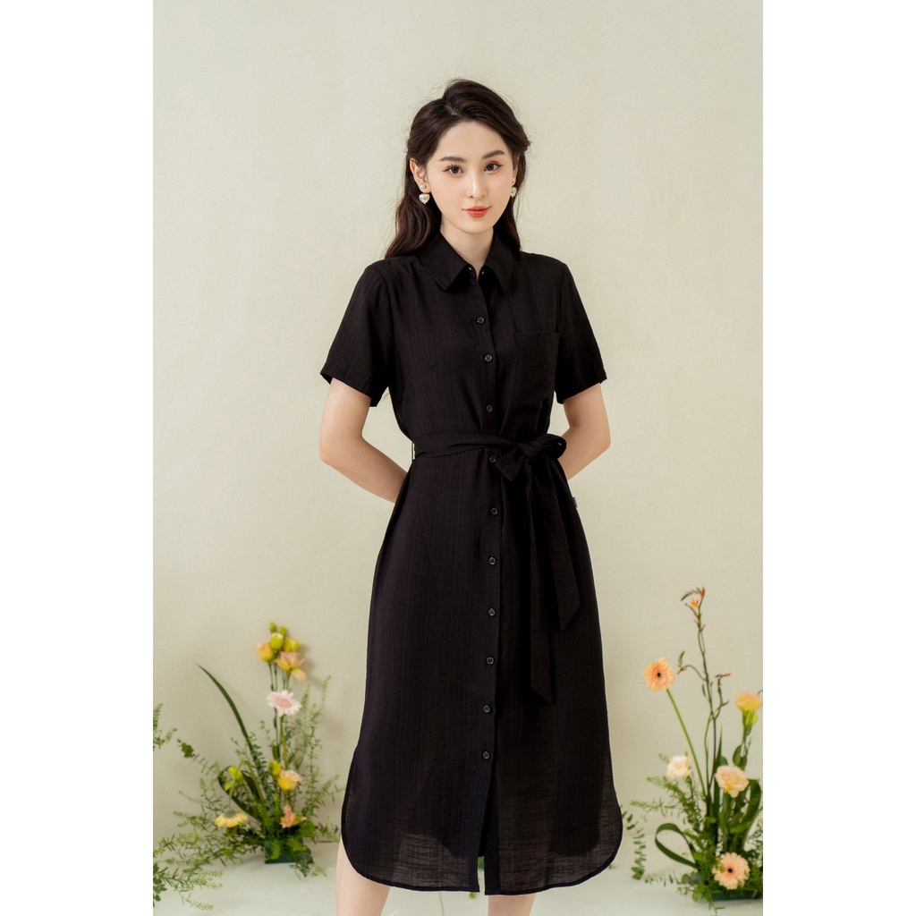 Váy suông đai eo TIIN STORE chất đũi xanh mint be VHN469