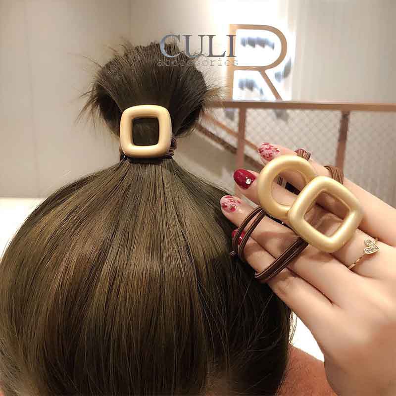 Dây cột tóc khóa hình vuông - tròn xinh xắn cho nữ, kiểu dáng đơn giản, style Hàn Quốc