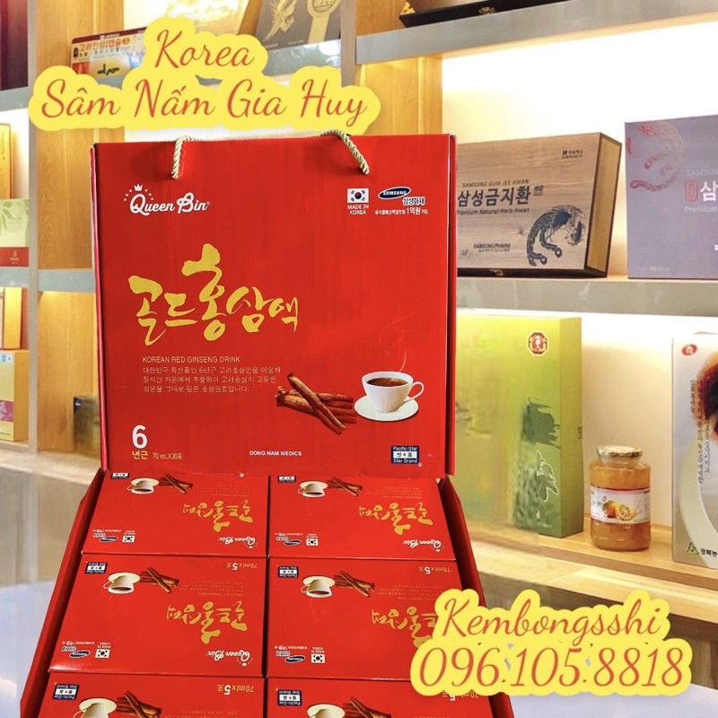 [HÀNG MỚI] Nước Hồng Sâm 6 năm tuổi QUEEN BIN Hàn Quốc - Hồng sâm chén