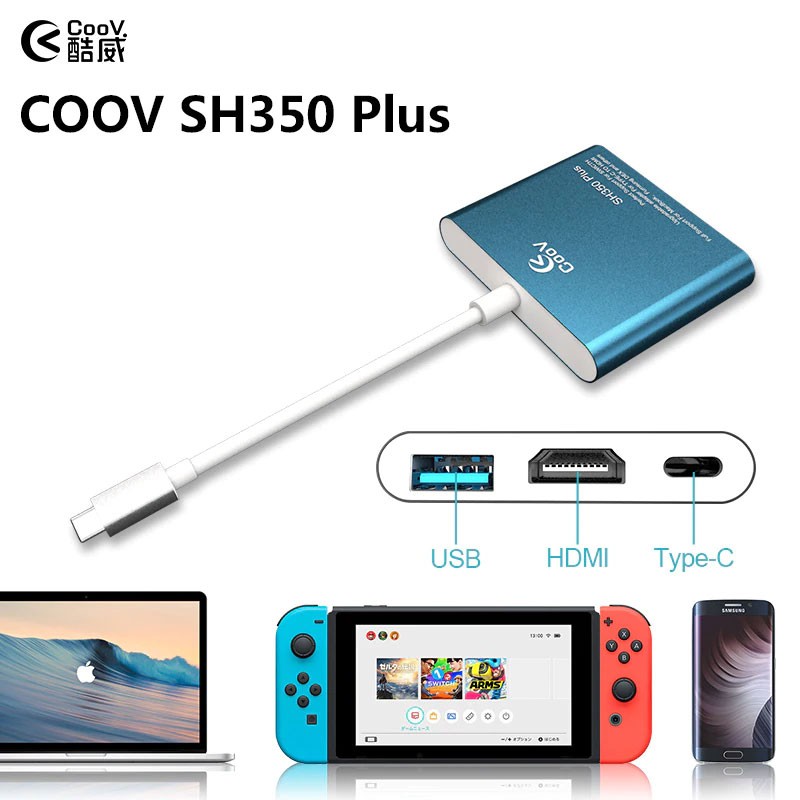 Coov SH350 Plus: xuất hình ảnh 4K/60FPS cho Nintendo Switch, SamSung, MacBook, Huawei