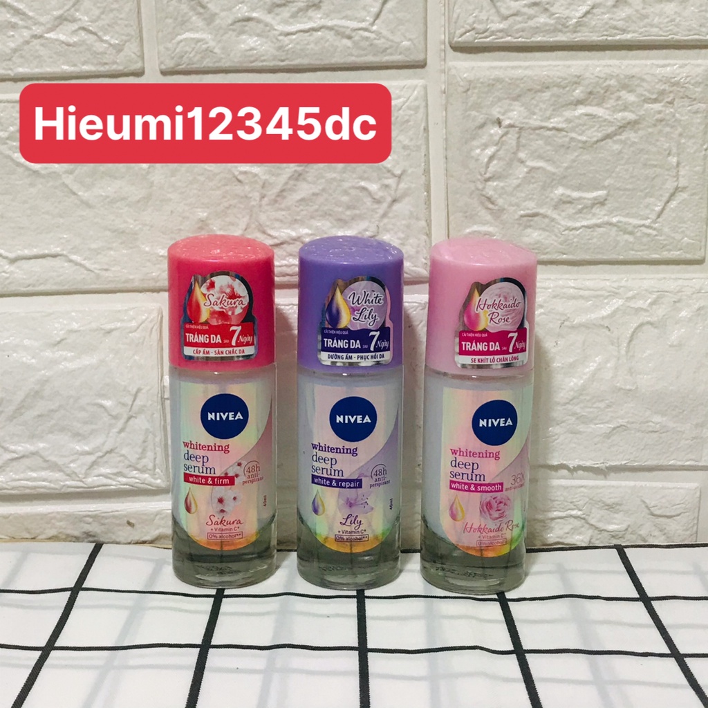 Lăn Khử Mùi Nữ Sáng Mịn NIVEA Whitening Deep Serum 40ml Thái Lan