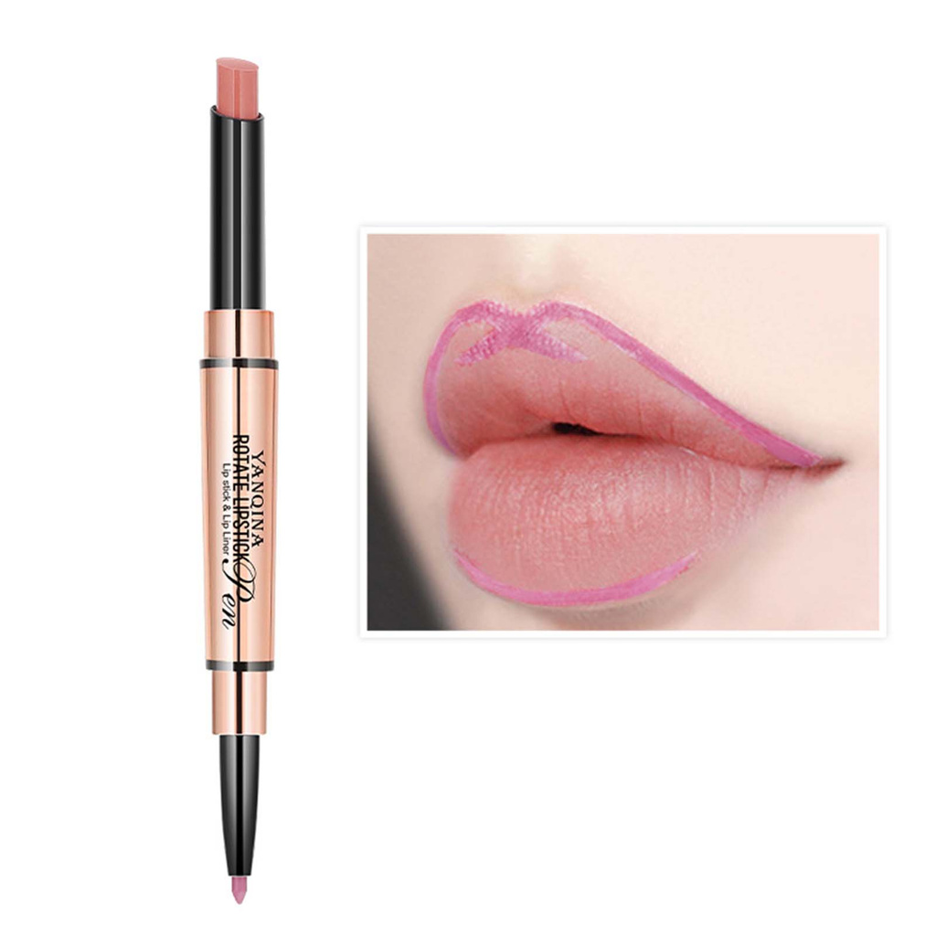 CODseller 1.7g Lip Liner Pen Double Head Nourishing Lips Matte Texture Waterproof Multifunctional Lip Stick Pen for Female