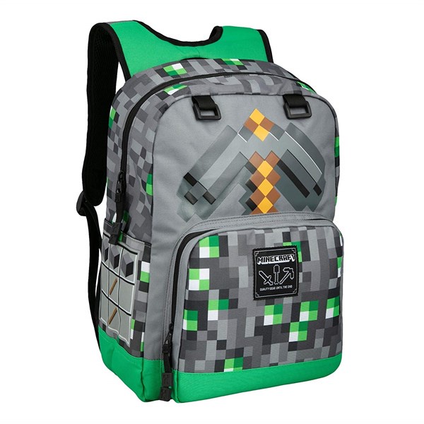 Balo minecraft pickaxe xám nhiều ngăn, vài cao cấp polyester bền đẹp chống thấm nước, đi học, đi làm, đi chơi