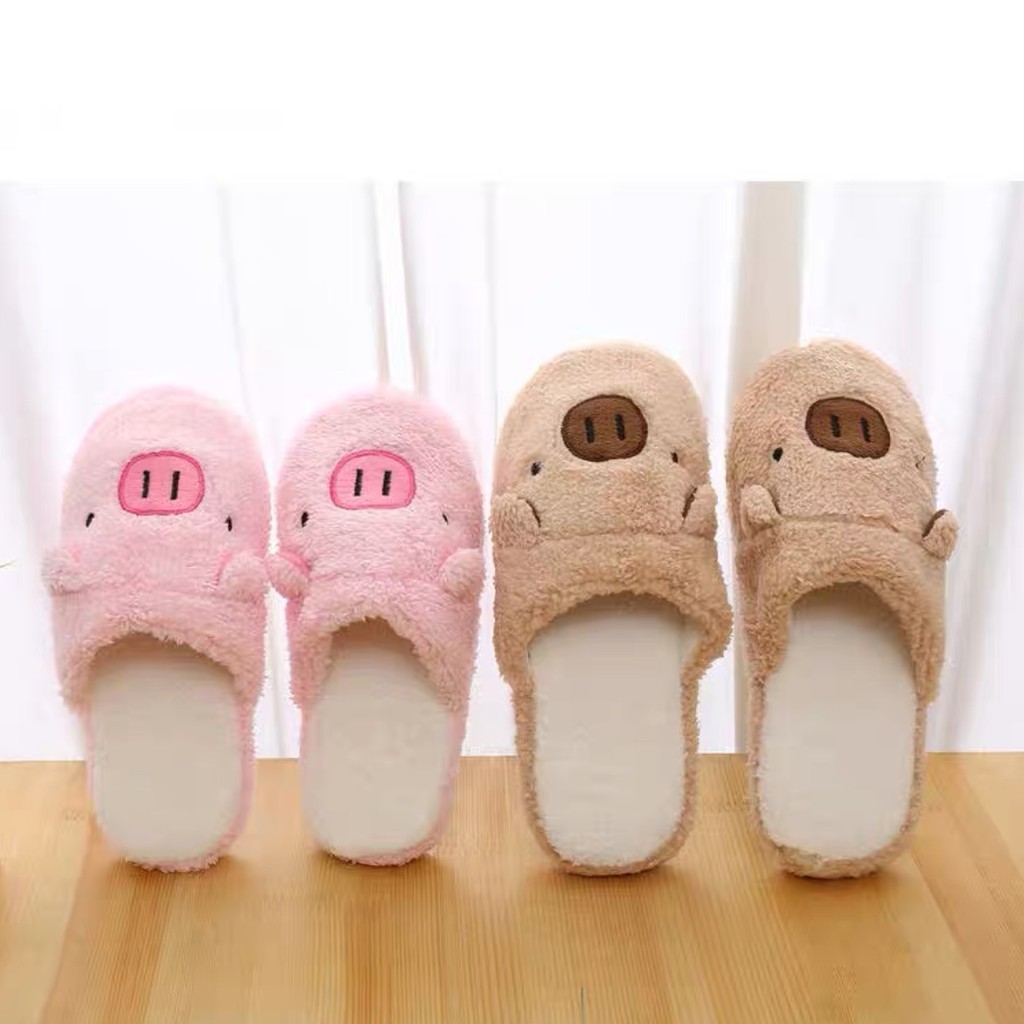 Dép bông đi trong nhà chống trơn trượt hình heo, gấu đáng yêu size 38-40