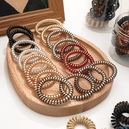 Dây Buộc Tóc Bằng Nhựa Màu Bạc Thiết Kế Đơn Giản Tiện Dụng