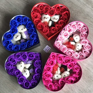 Trái tim hoa sáp thơm 2 gấu