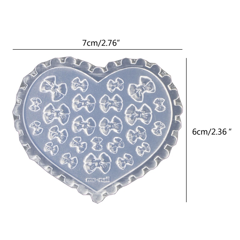 Khuôn In Gel UV In Móng Tay 3D Nhiều Kích Thước Hình Nơ Trái Tim Thắt Nơ Bằng Silicone