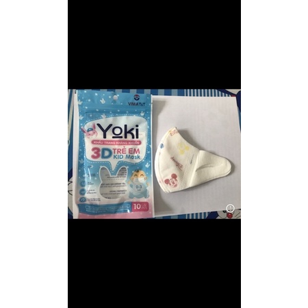 Khẩu trang kháng khuẩn 3D trẻ em Kid Mask YoKi từ 6 tháng đến 2,5 tuổi - 1 gói 10 cái