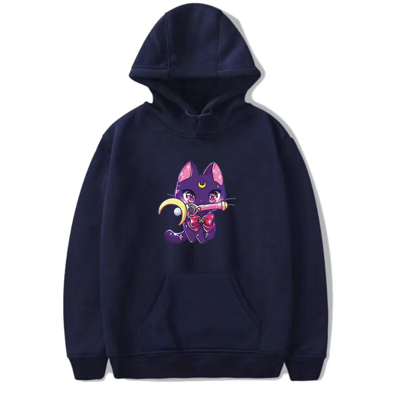 Sailor Moon Áo Hoodie Dáng Rộng Họa Tiết Thủy Thủ Mặt Trăng Xinh Xắn Theo Phong Cách Mùa Đông Hàn Quốc