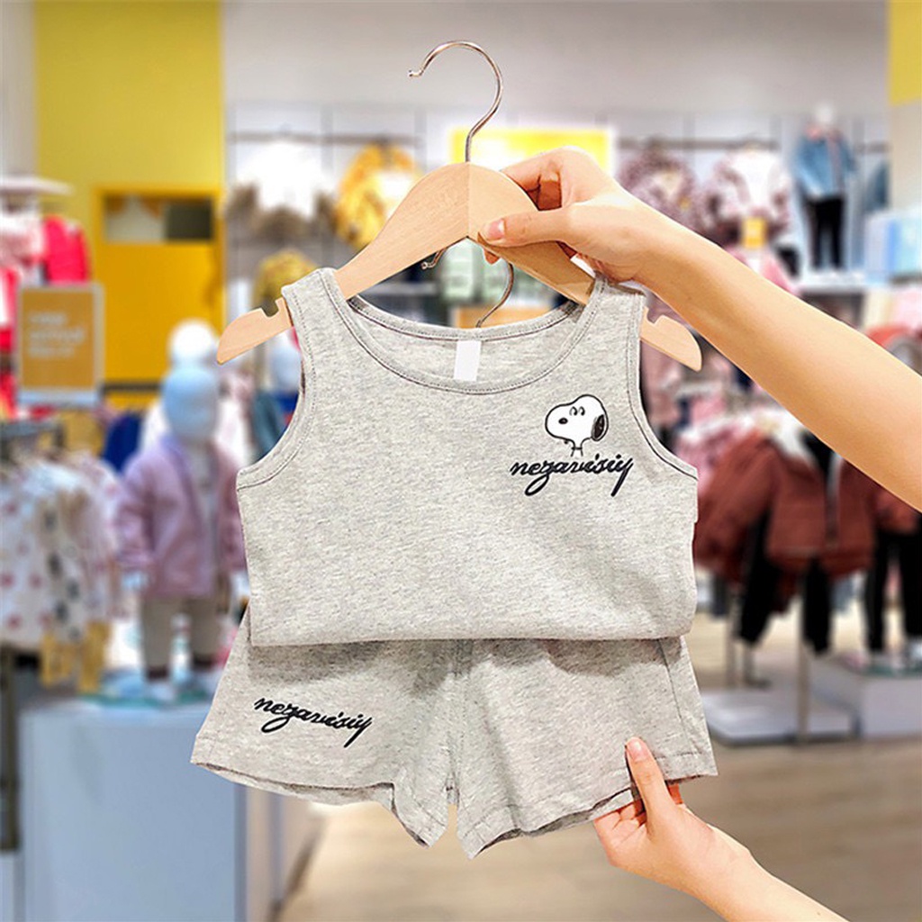 Bộ Ba Lỗ Cho Bé, Bộ Sát Nách Hình Chú Chó Chất Cotton Cao Cấp Cho Bé Từ 7-28kg - LILA KIDS