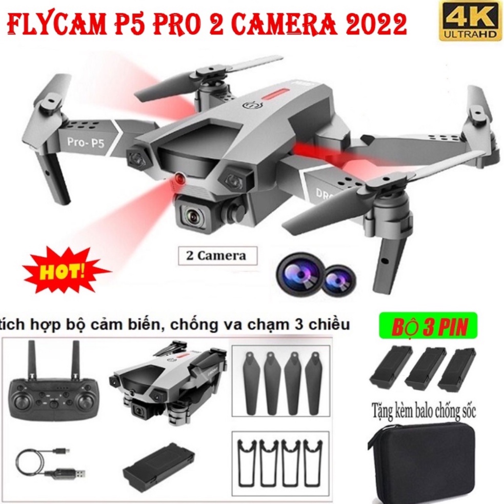 play cam điều khiển từ xa có camera mini 4k, flycam P5 Pro giá rẻ, drone 2 camera, lay cho bé tập chơi