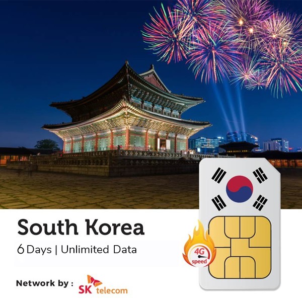 Sim 4G Du Lịch Hàn Quốc Korea Three 8 ngày 4GB không giới hạn dung lượng