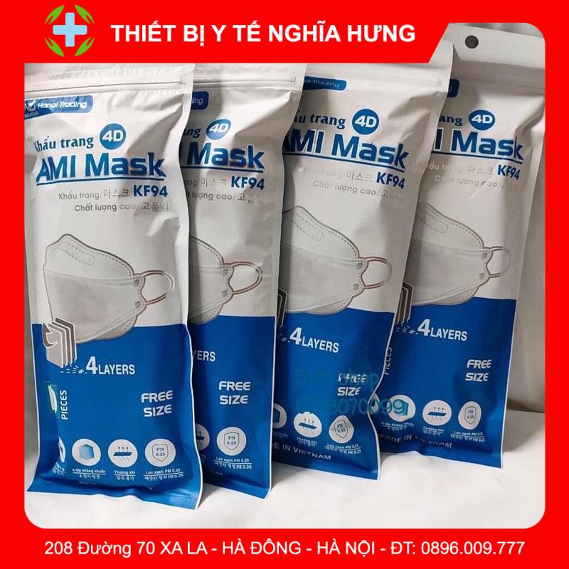 Sỉ 1 Thùng 300 Chiếc Khẩu trang 4 Lớp KF94 AMI Kháng Khuẩn Hàng Cao Cấp Hàn Quốc
