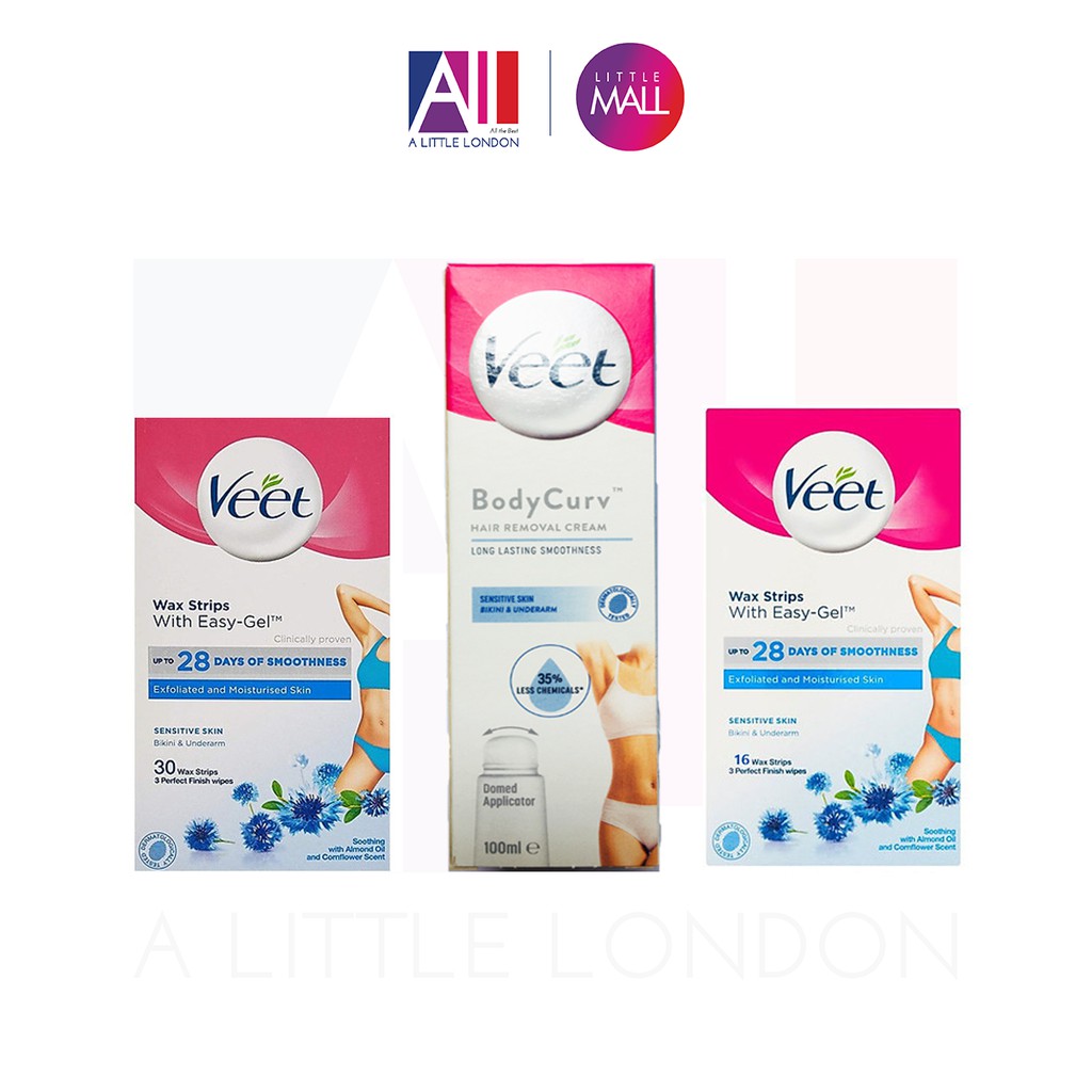 Tẩy lông vùng bikini cho da nhạy cảm VEET Wax Strips With Easy Gel Bikini & Underarm