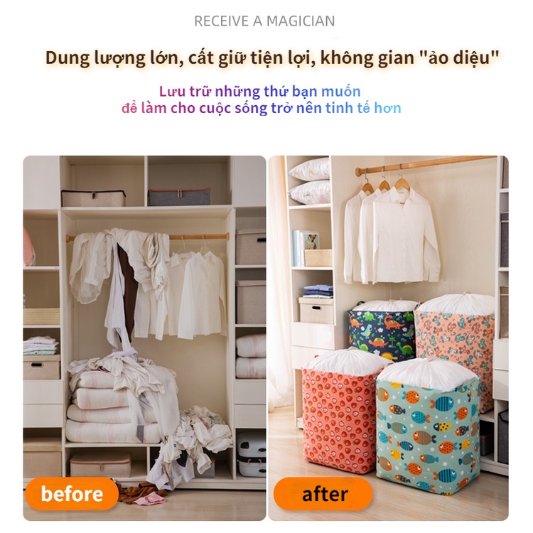 (Một loạt các phong cách) Giỏ đựng bảo quản quần áo bằng vải cỡ lớn đồ đạc đa năng，100 lít cực lớn 50X50X40 cm