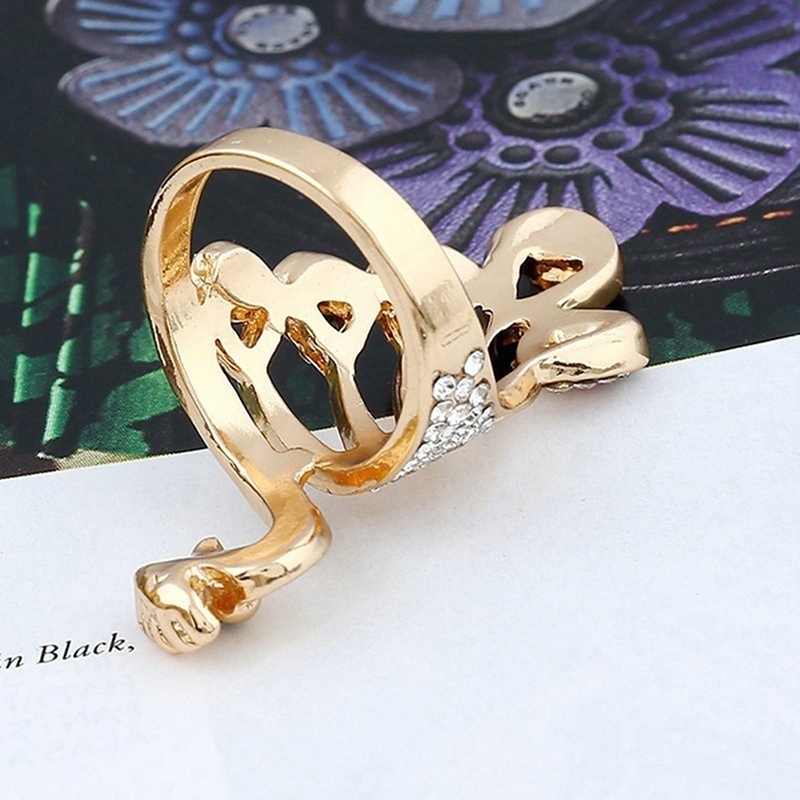 Nhẫn Mạ Vàng Hình Chim Công Đính Đá Nhiều Màu Sắc