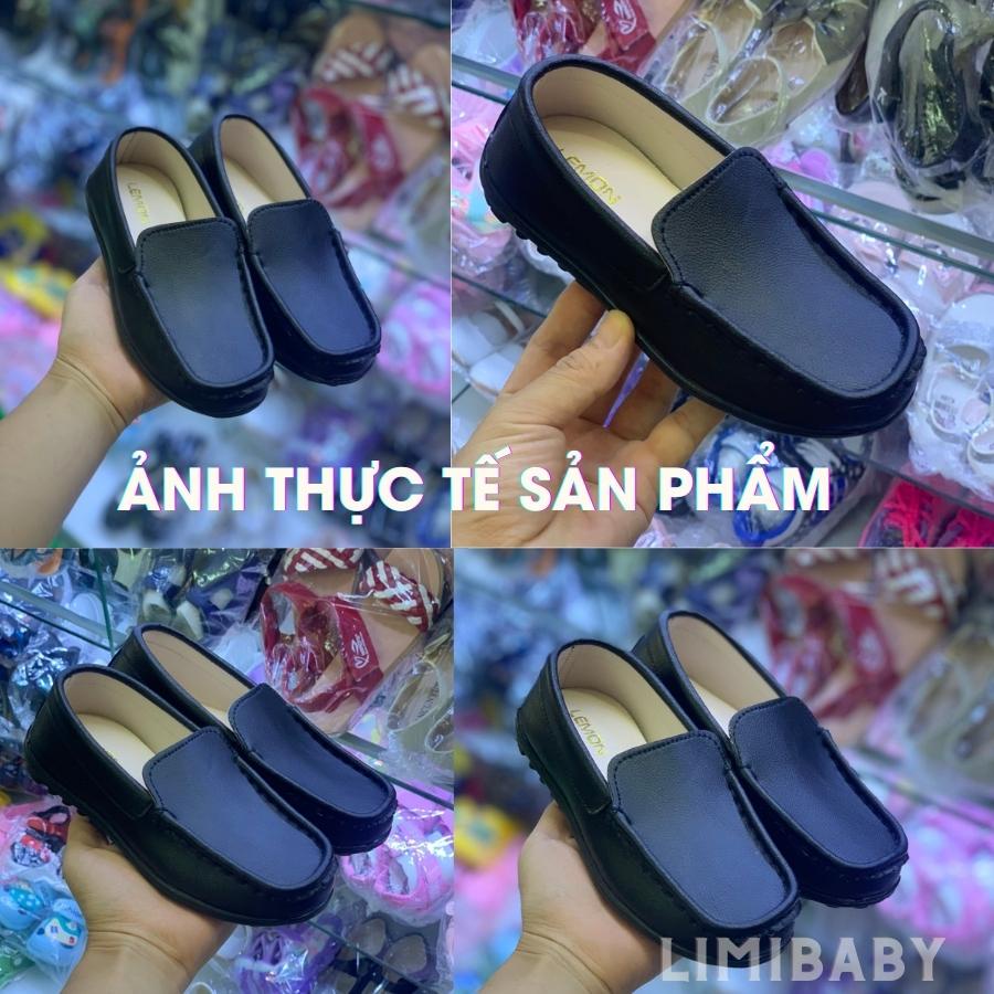 Giày lười moca màu đen cho bé trai 1 đến 8 tuổi kiểu dáng trẻ trung hiện đại cho bé mặc vest đi học đi chơi GH47