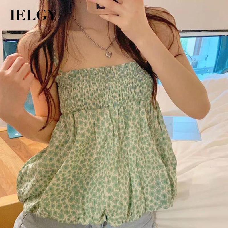 Áo hai dây IELGY dáng ôm in họa tiết hoa thời trang cho nữ