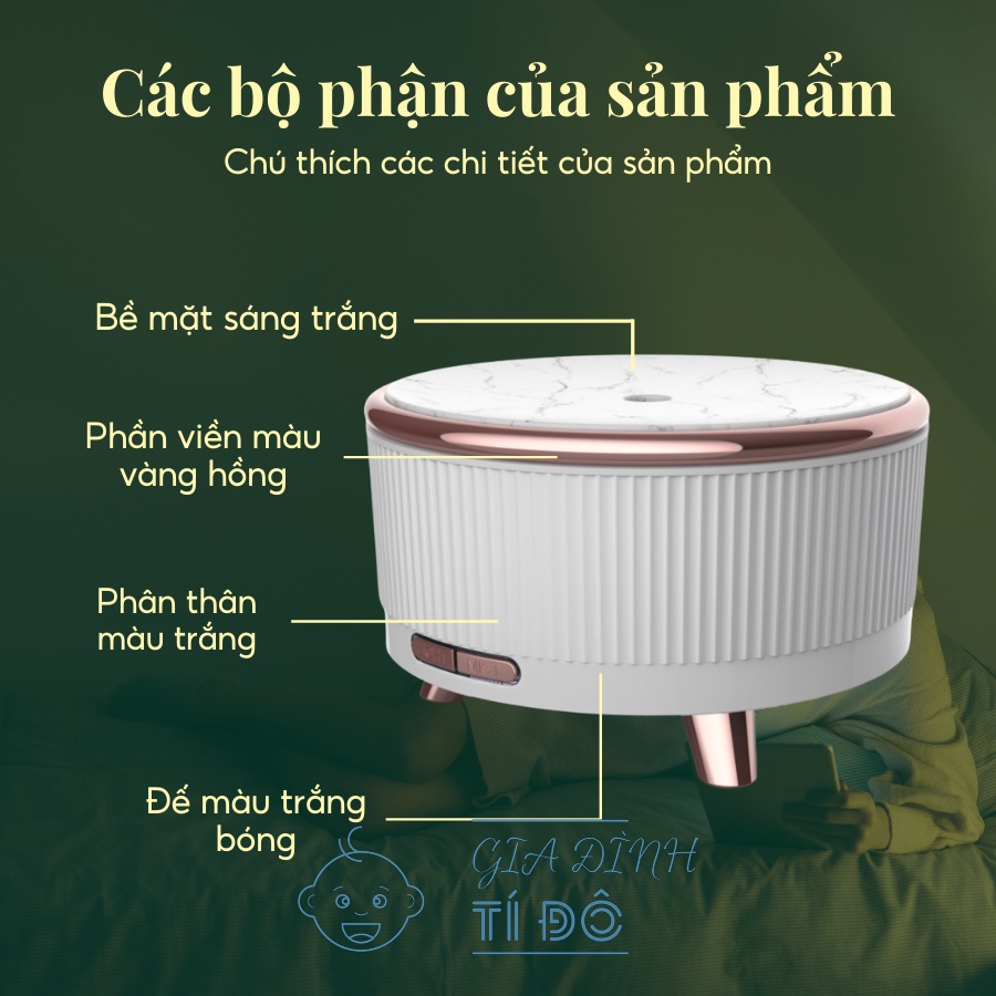 Máy xông tinh dầu, Phun Sương Nano Bạch Lam 500ml Đèn Led 7 Màu