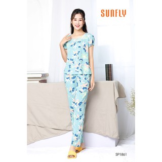 SP1861 ĐỒ BỘ MẶC NHÀ LANH ÁO CỘC QUẦN DÀI SUNFLY