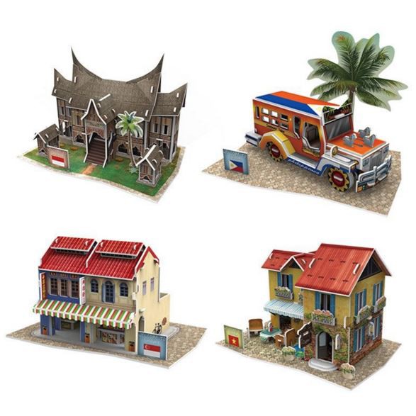 Mô hình giấy 3D CubicFun - Bộ nhà truyền thống Philippin -Jeepney-W3147h