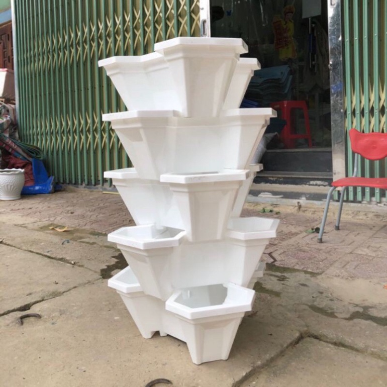 chậu trồng hoa xếp tầng, chậu hoa tam giác nhựa Việt Nhật